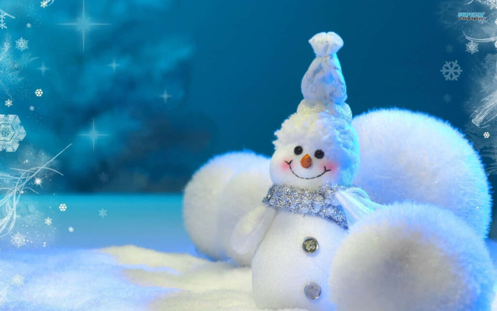 Cheerful Snowman Wallpaper: Cozy Winter Background with Festive Decor