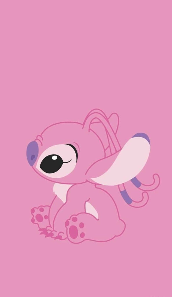 Adorable Pink Stitch-Like Character Wallpaper for Friendship Themes