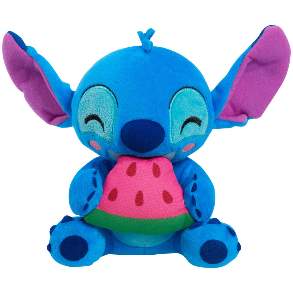 Adorable Plush Stitch Toy with Watermelon - Playful Wallpaper