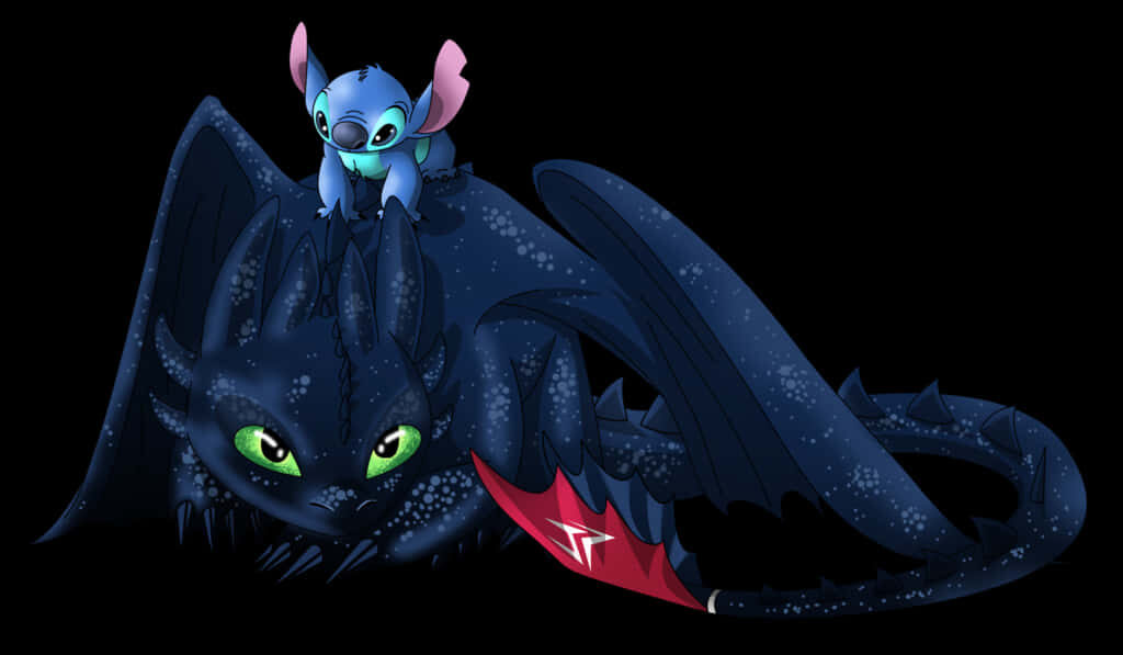 Adorable Stitch & Toothless Companions Wallpaper - Perfect for Fans