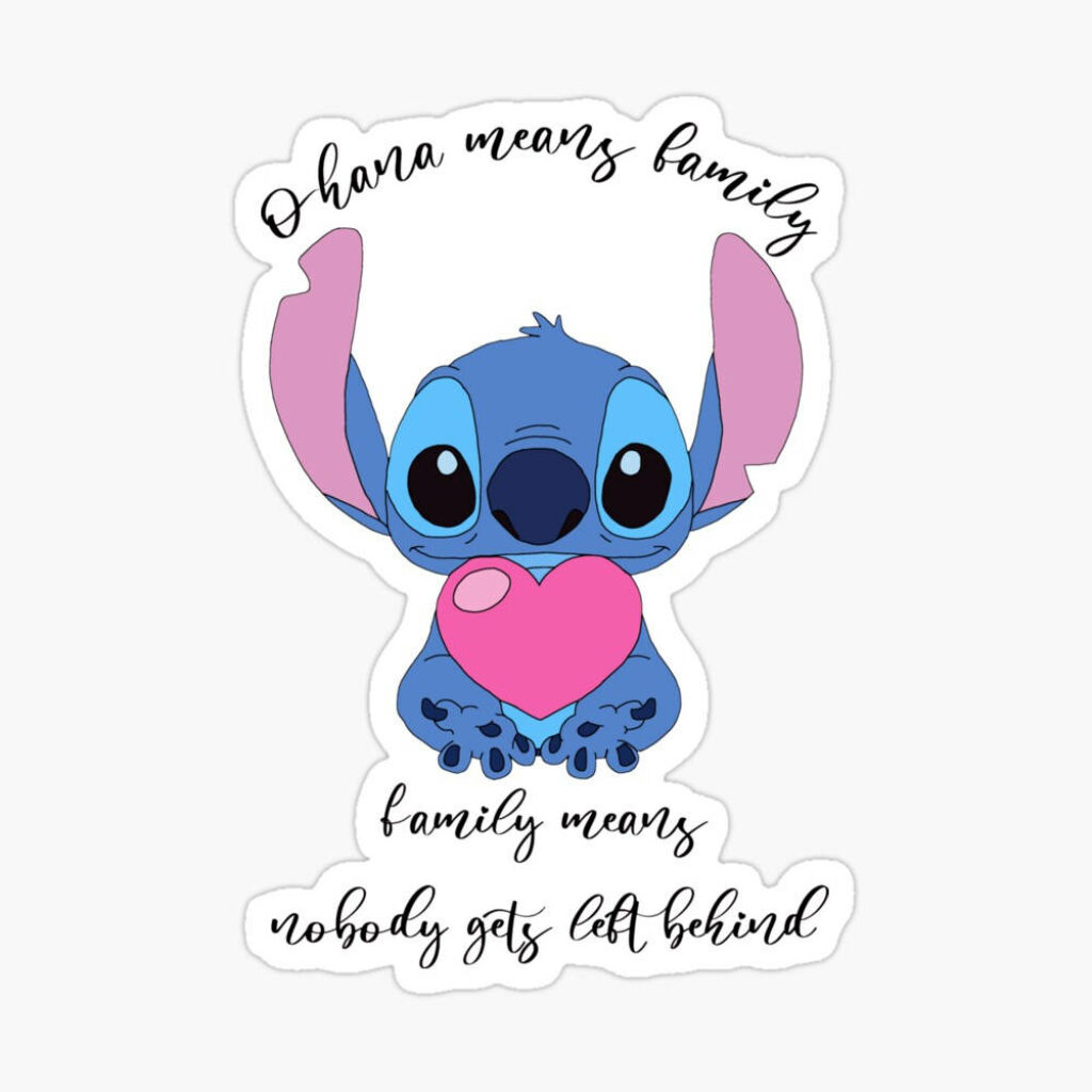 Stitch Holding Heart Wallpaper: 'Ohana Means Family' Quote Art