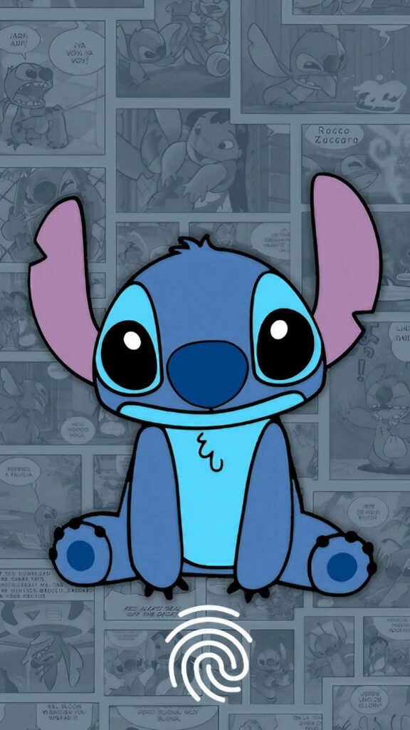Playful Stitch Wallpaper: Cute Illustration on Comic Strip Background
