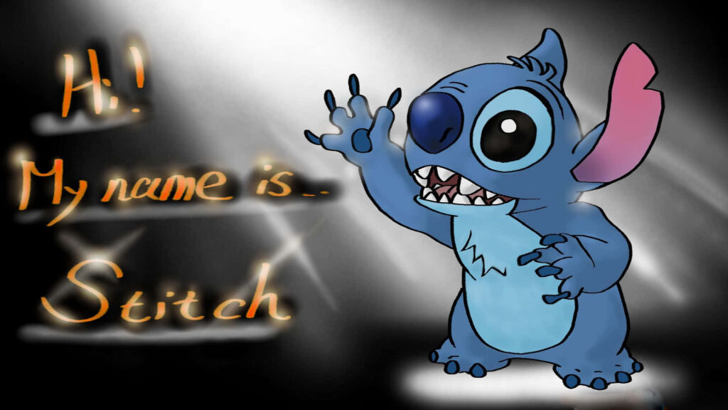 Adorable Stitch Wallpaper with Shimmering Background & Greeting