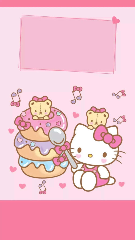 Playful Pink Wallpaper with Cute Character & Donut Treats