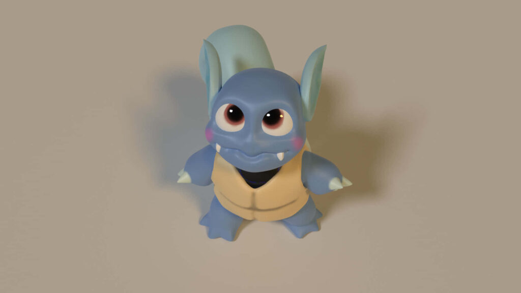 Adorable Wartortle Toy Figure on Neutral Background - Playful Design Wallpaper