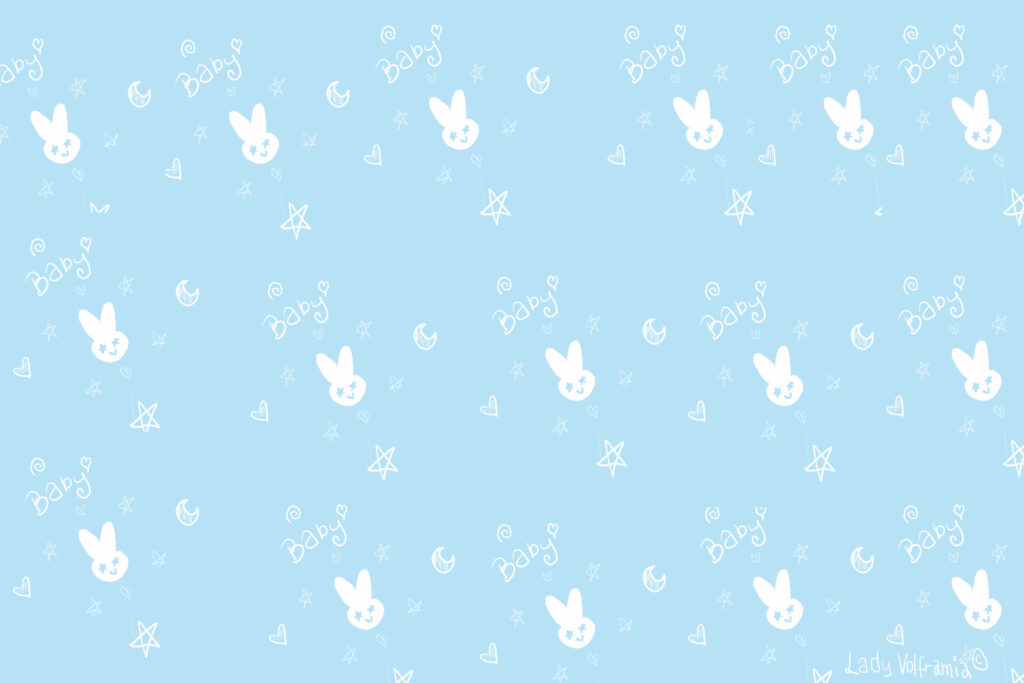 Blue Bliss: Adorable White Rabbit Tablet Wallpaper