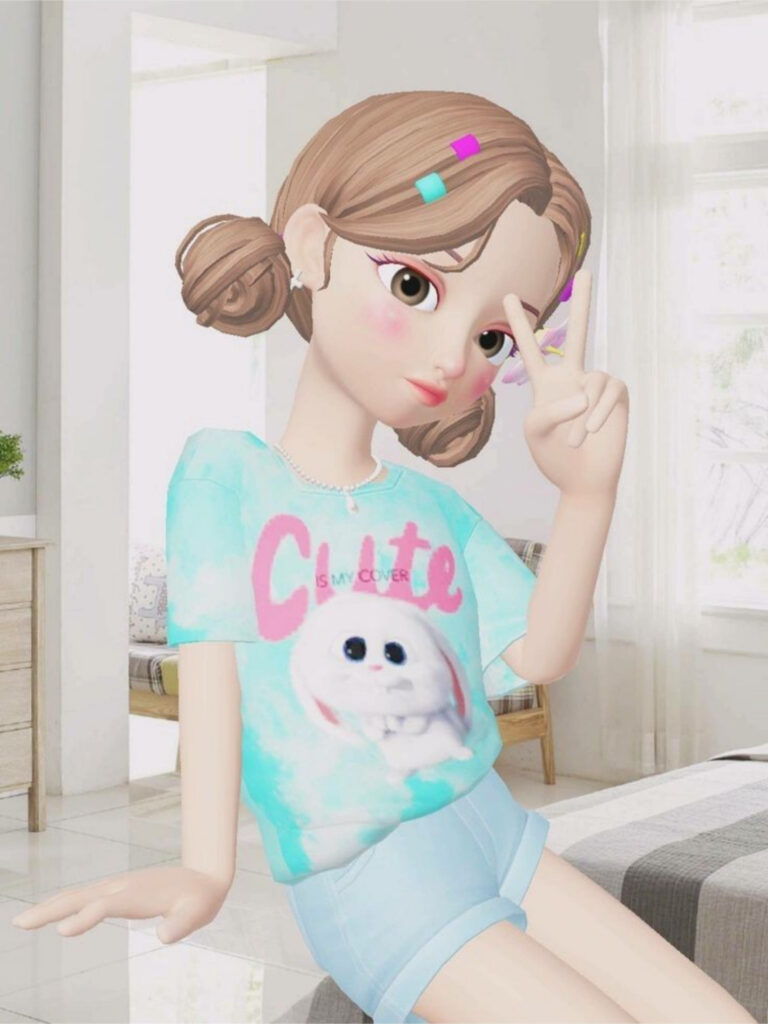 Aesthetic Zepeto Avatar Embraces the Vibrant, Playful Vibes of a Colorful Living Space Wallpaper