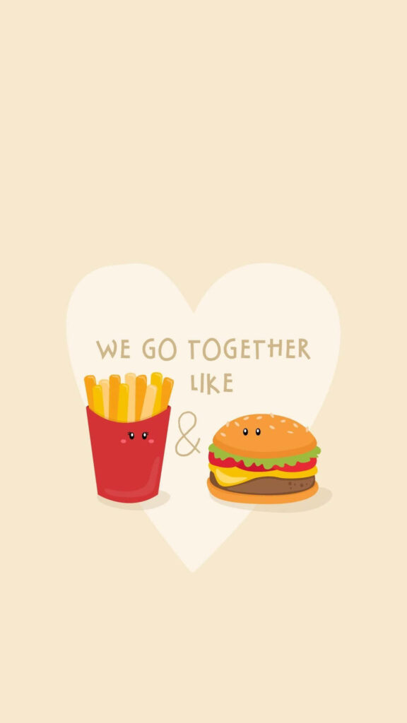 Charming Burger & Fries iPhone Wallpaper for Food Lovers