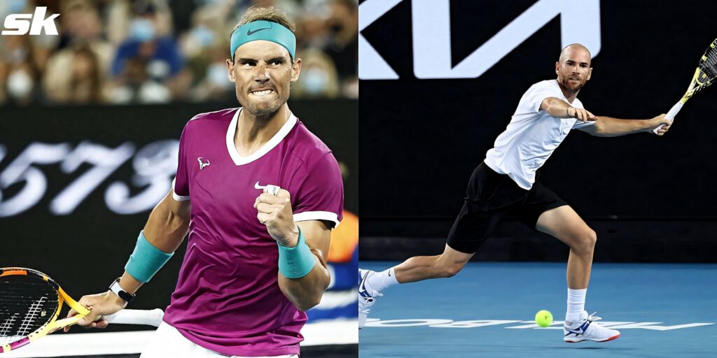 Tennis player Adrian Mannarino intense focus action shots wallpaper for fans and sports lovers