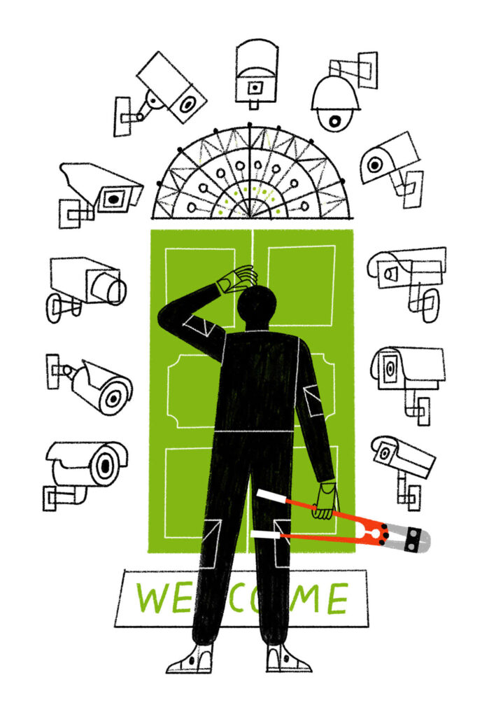 Advanced Security Cameras: Modern Surveillance Illustration Wallpaper