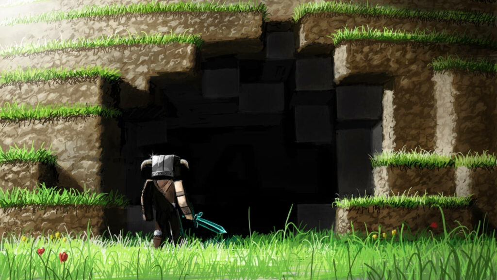 Brave Minecraft Warrior Ventures into the Shadows - Dark Dungeon Exploration in 1280x720 Wallpaper