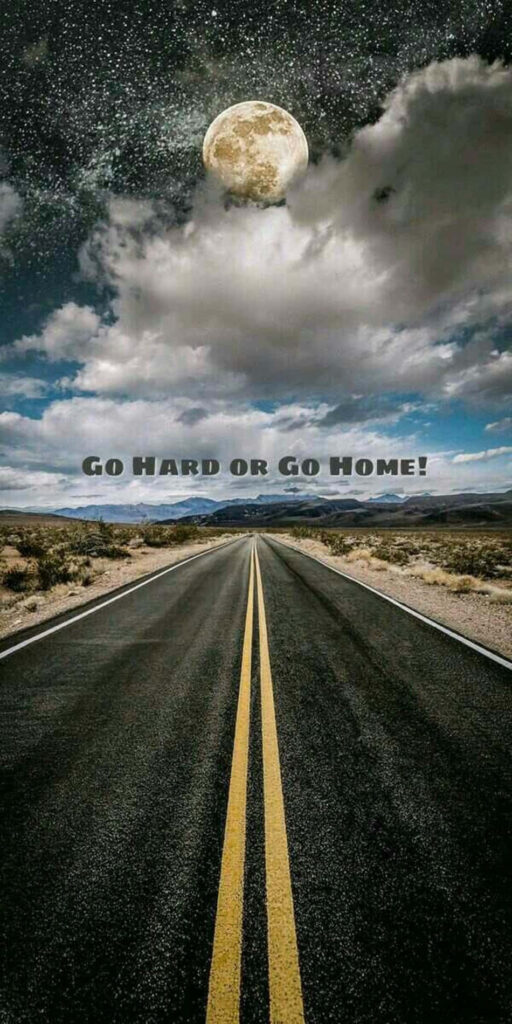 Adventure Awaits: Starry Road Wallpaper with Motivational Quote