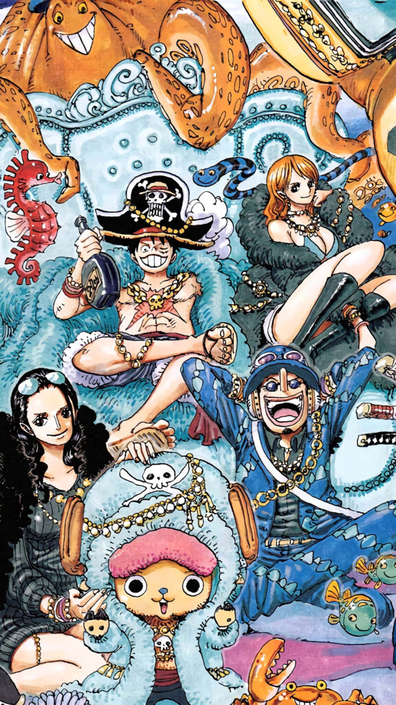 Unbreakable Bonds: Straw Hat Pirates Unite in this Epic One Piece Anime Wallpaper