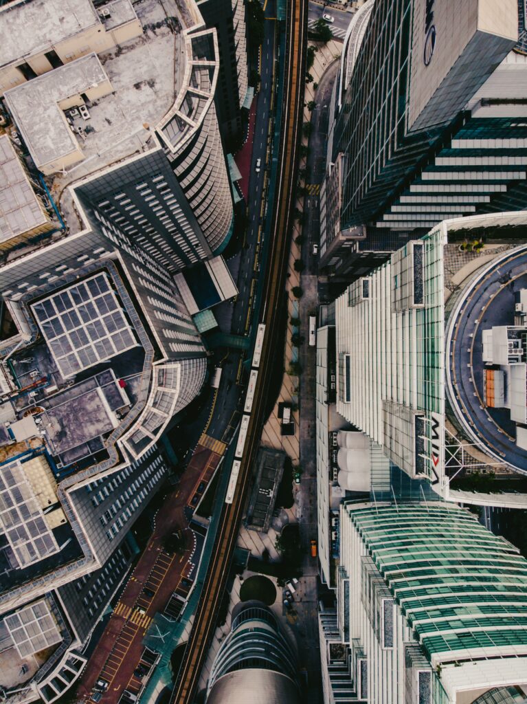 Stunning Aerial Metropolis Wallpaper: Urban Landscape Background