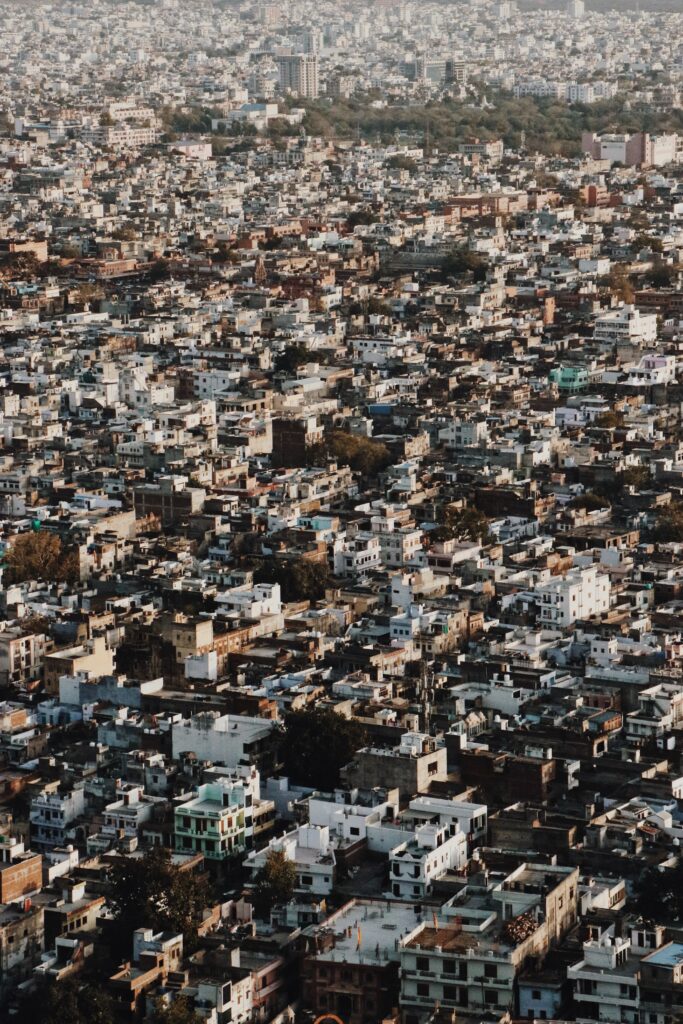 Vibrant Cityscape Wallpaper: Aerial View of Urban Architecture