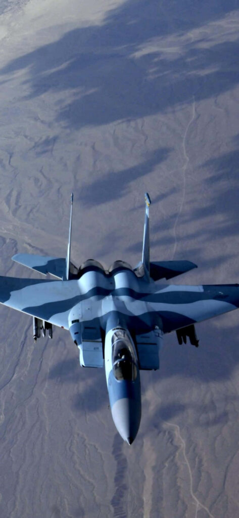 A Majestic Military Marvel: F-15 Eagle Soaring Amidst Android Jumbo Jet Skies! Wallpaper