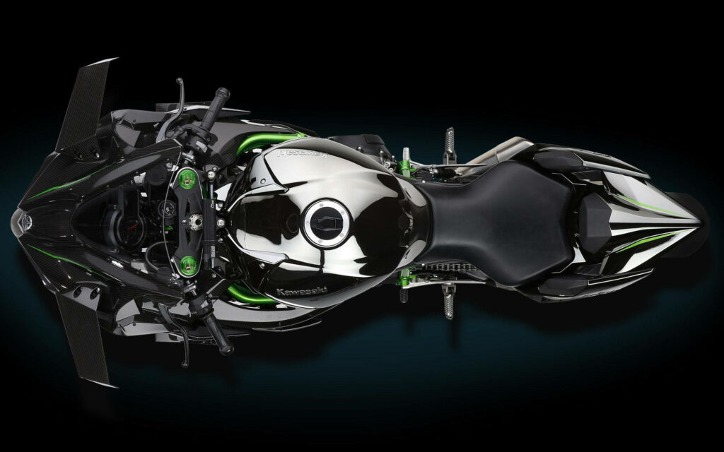 Aerial View of Kawasaki H2R: Sleek Design & Futuristic Wallpaper