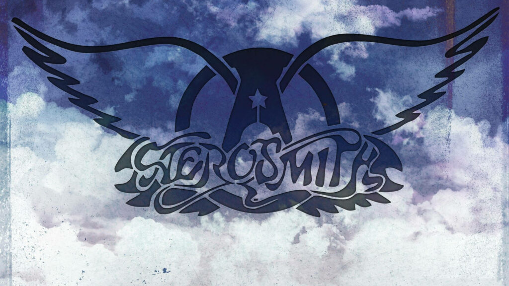 Iconic Aerosmith Logo Wallpaper: Wings & Cloudy Sky Background