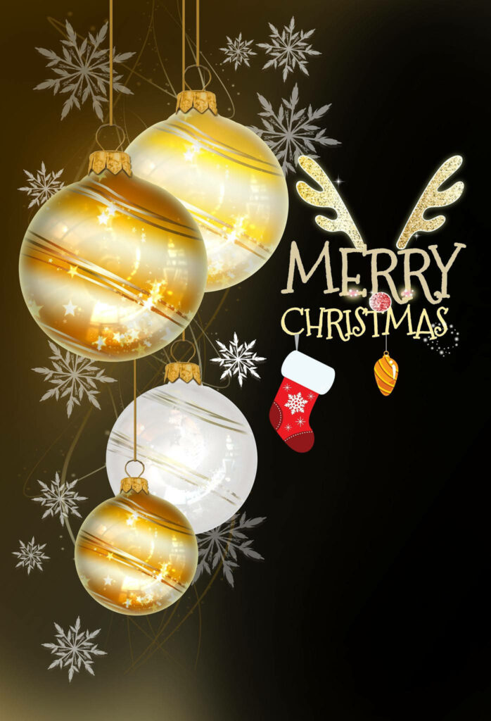 Festive Elegance: Gilded Decorations Adorn Winter-Themed Christmas iPhone Wallpaper