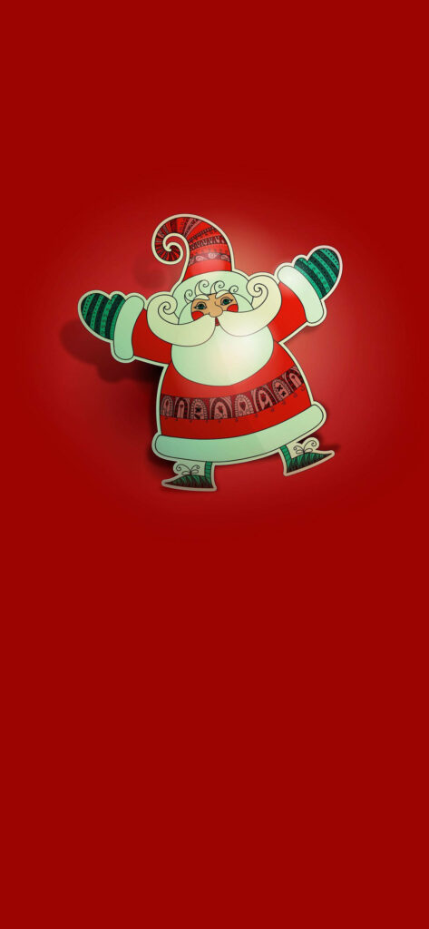 Festive Minimalism: Cheerful Santa Claus for Sleek Christmas iPhone Wallpaper