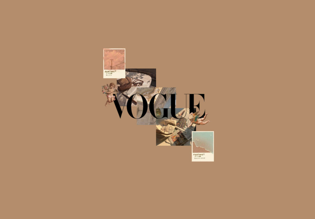 Aesthetic Vogue: Cherub Adorned Instax Frames Embracing Earthy Tones Wallpaper