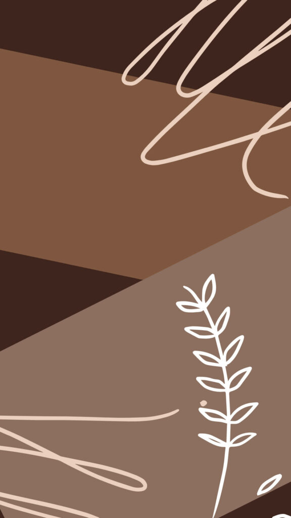 Whimsical Charm: White Leaf Doodling Shines on a Delicate Light Brown Abstract Canvas Wallpaper