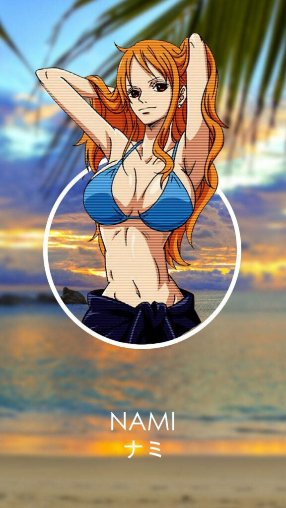 Stylish Nami iPhone Wallpaper: Tropical Aesthetic from *One Piece*