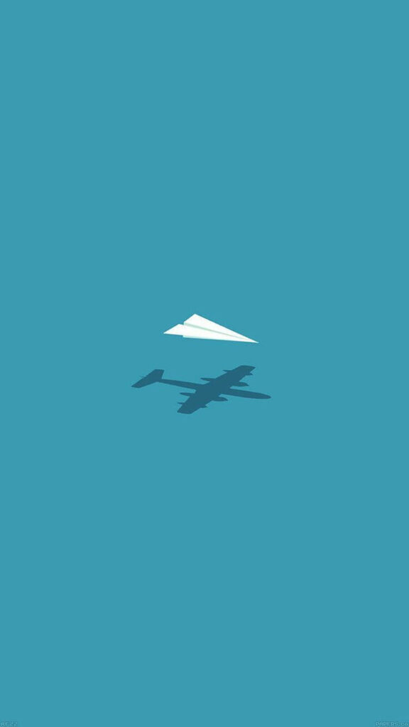 Teal Aesthetic Wallpaper: Minimalist White Paper Plane Design