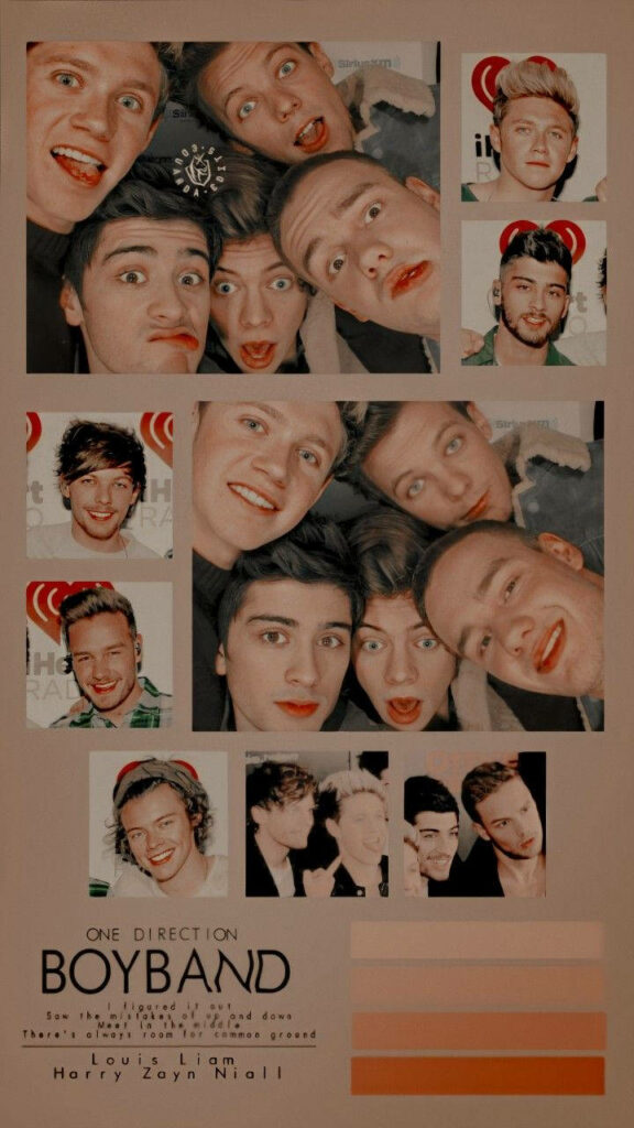 Melodic Harmony: One Direction's Musical Ensemble Paints the Vibrant Phone Wallpaper