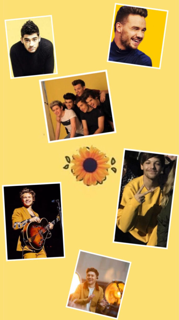 Yellow Delight: Aesthetic Wallpaper Showcasing One Direction Boys in a Cute and Cheerful Setting
