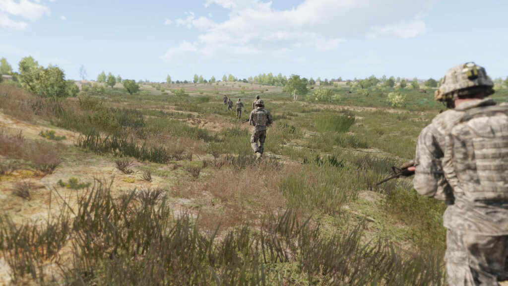 Soldiers cautiously navigating rugged Afghan terrain war zone wallpaper background realistic scene