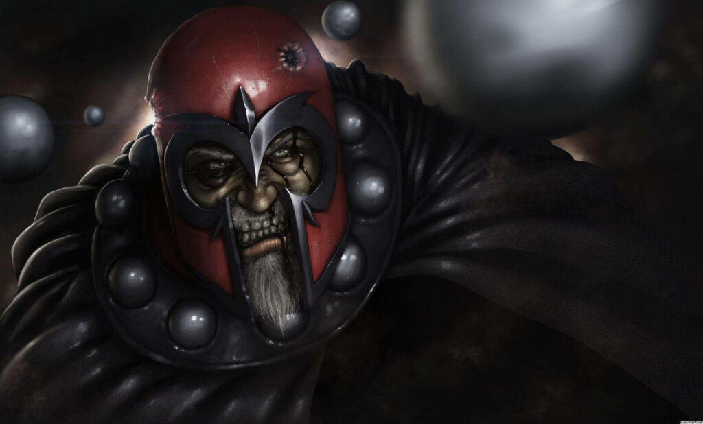 Epic Magneto Wallpaper: Aged Villain with Intense Expression