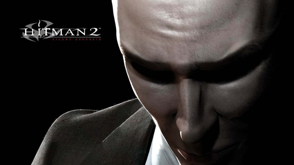 High contrast digital art of Agent 47 from Hitman 2 with dramatic shadows and intense expression Wallpaper
