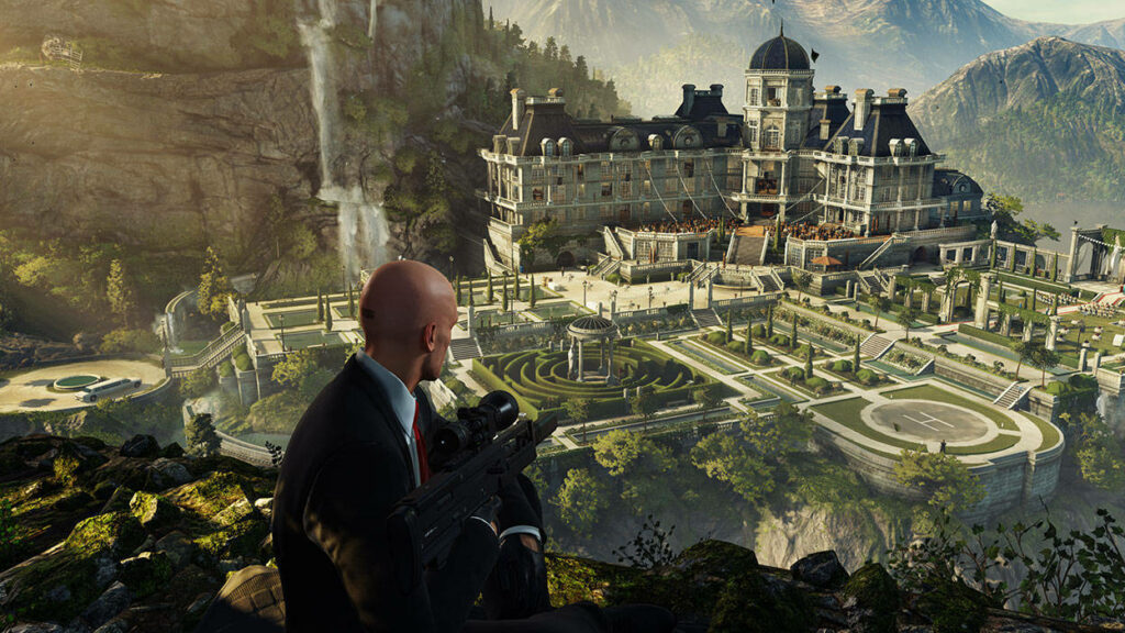 Agent 47: Ruthless Sniper on Italian Castle Ramparts Wallpaper