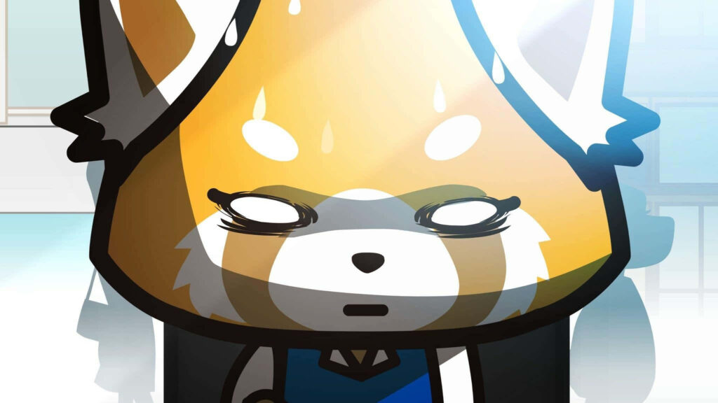 Intense Aggretsuko Close-Up: Fiery Expression Wallpaper Background