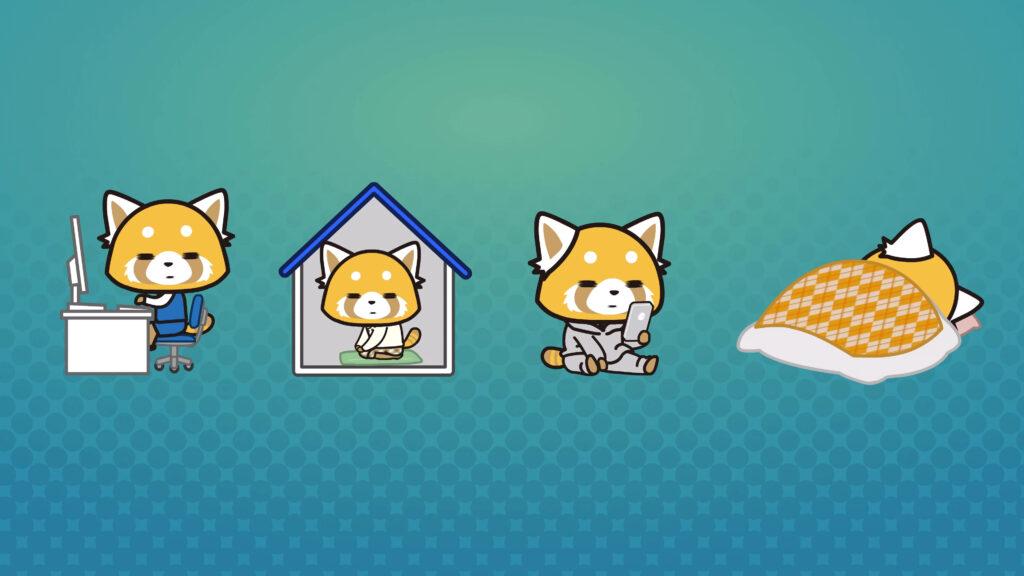 Aggretsuko Daily Activities Wallpaper: Adorable Art Background