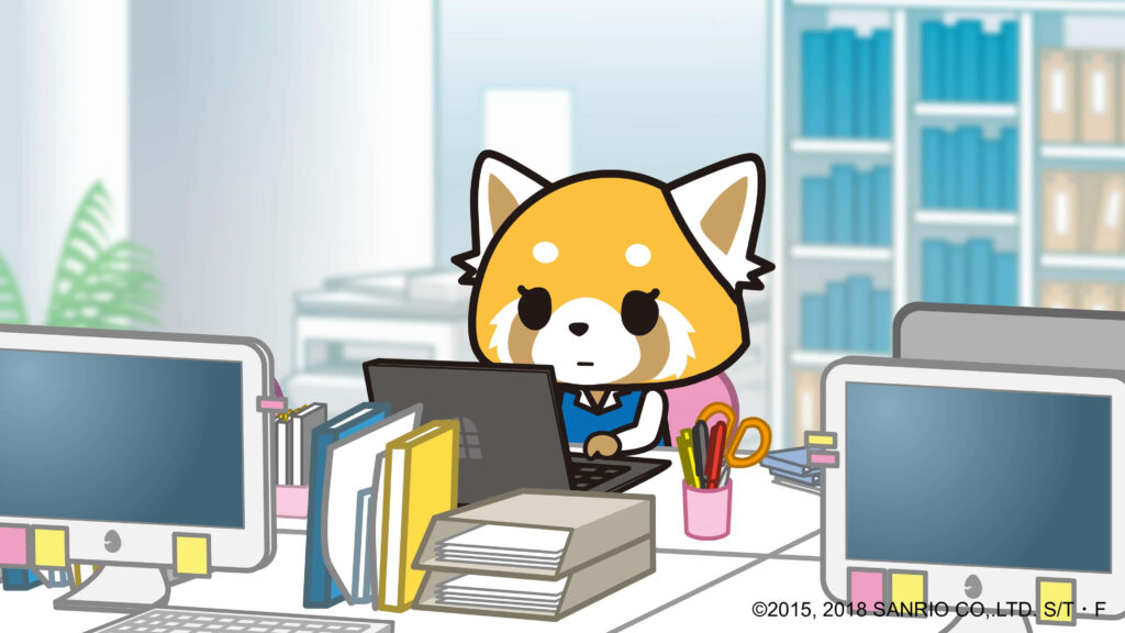 Aggretsuko in Office: Daily Work Routine Wallpaper Background