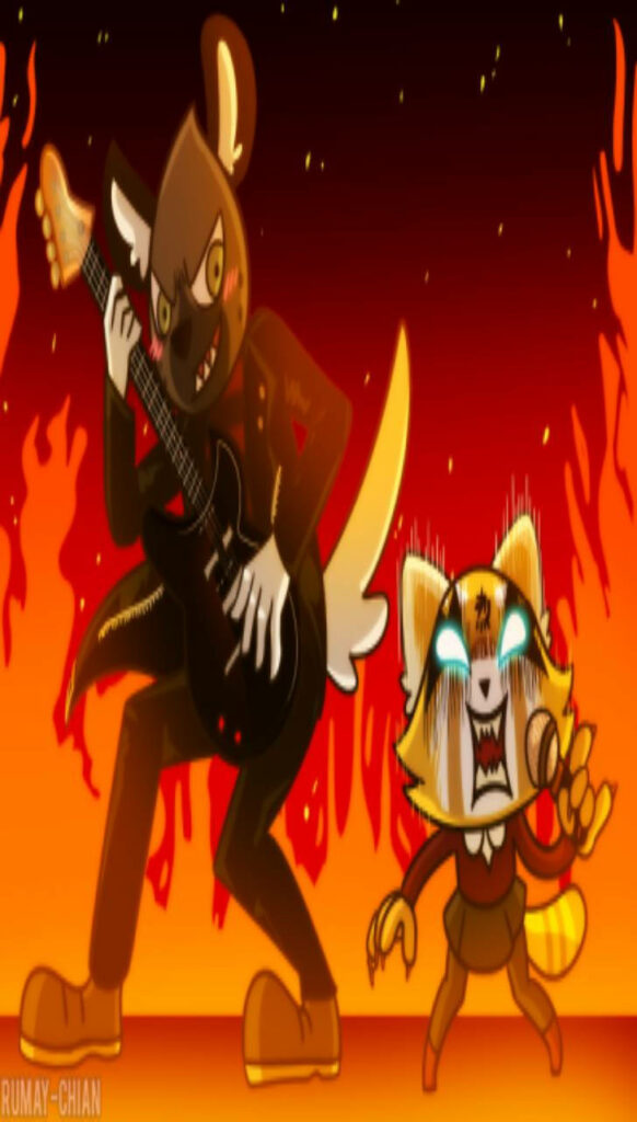 Vibrant Aggretsuko Rock and Roll Wallpaper - Energetic Performance Scene