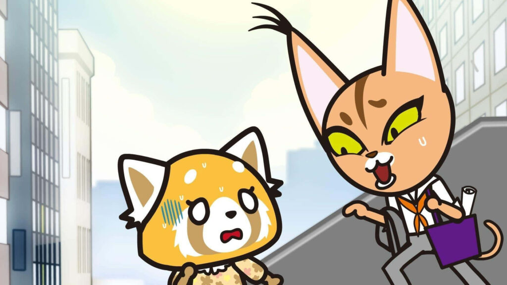 Aggretsuko Wallpaper: Comedic Urban Moments with the Red Panda