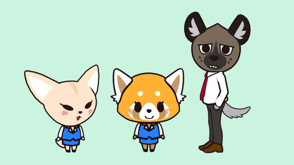 Charming Aggretsuko Wallpaper: Aggretsuko, Fenneko & Haida Art Design