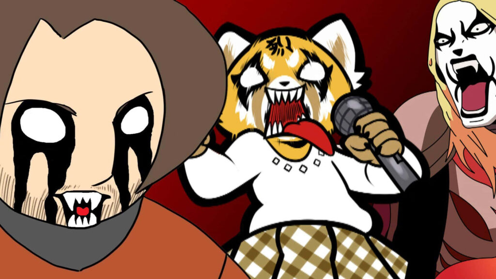 Aggretsuko Wallpaper: Kawaii Panda Rocks Heavy Metal in Vivid Style