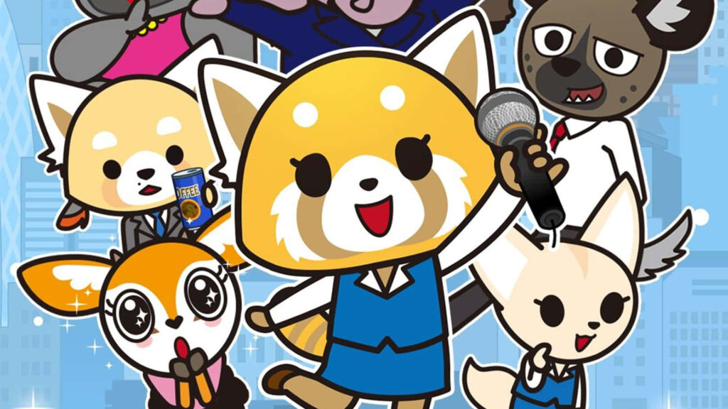 Aggretsuko Wallpaper: Fierce Red Panda & Colleagues in Vibrant City