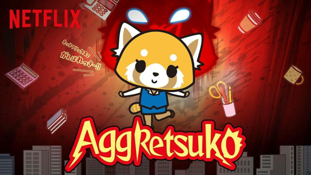 Aggretsuko Wallpaper: Red Panda's Office & Metal Dual Life Design