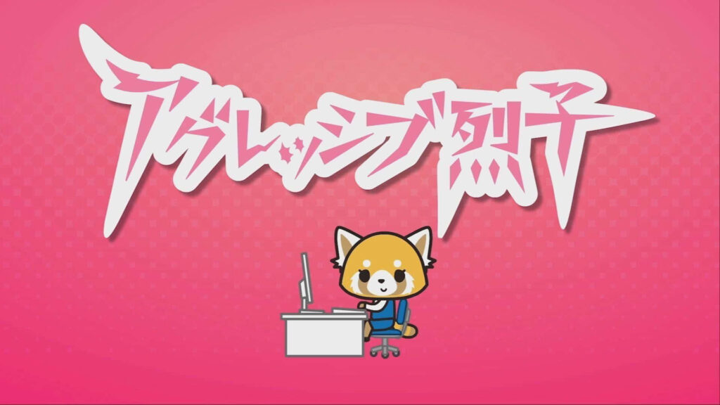 Aggretsuko Wallpaper: Retsuko at Office Desk, Stress Relief in Pink