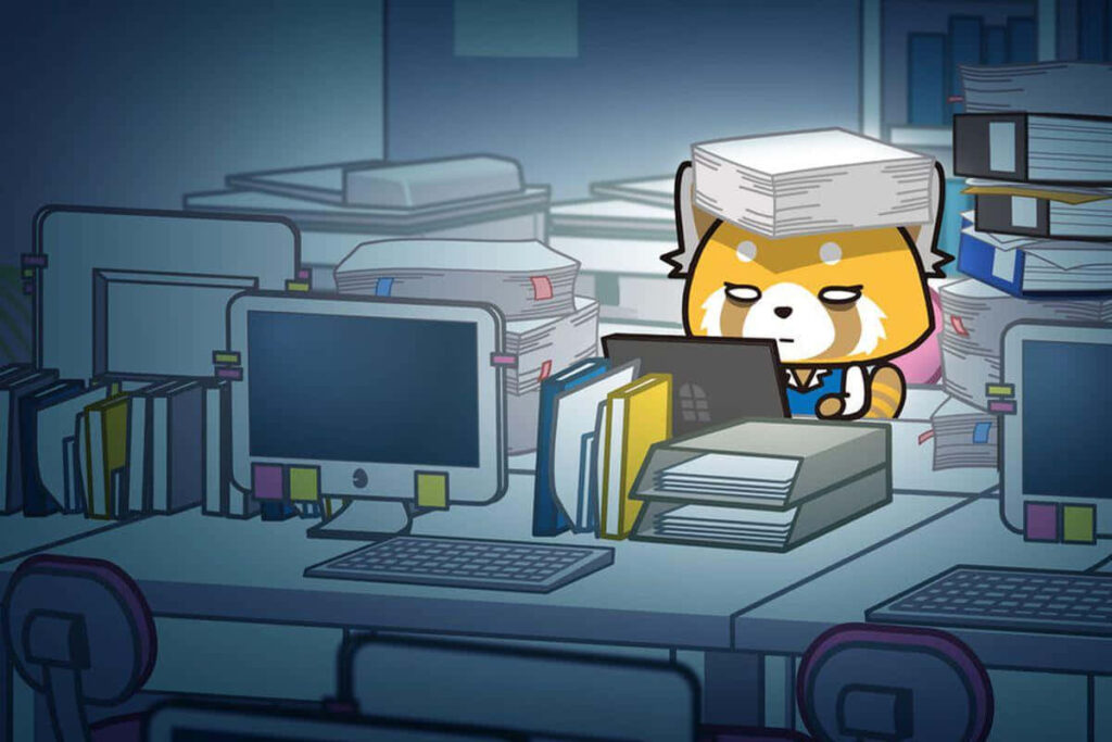 Aggretsuko Rage Mode: Iconic Sanrio Office Wallpaper Background