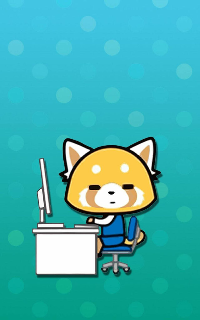 Aggretsuko Work Mode Wallpaper: Focused Red Panda at Desk