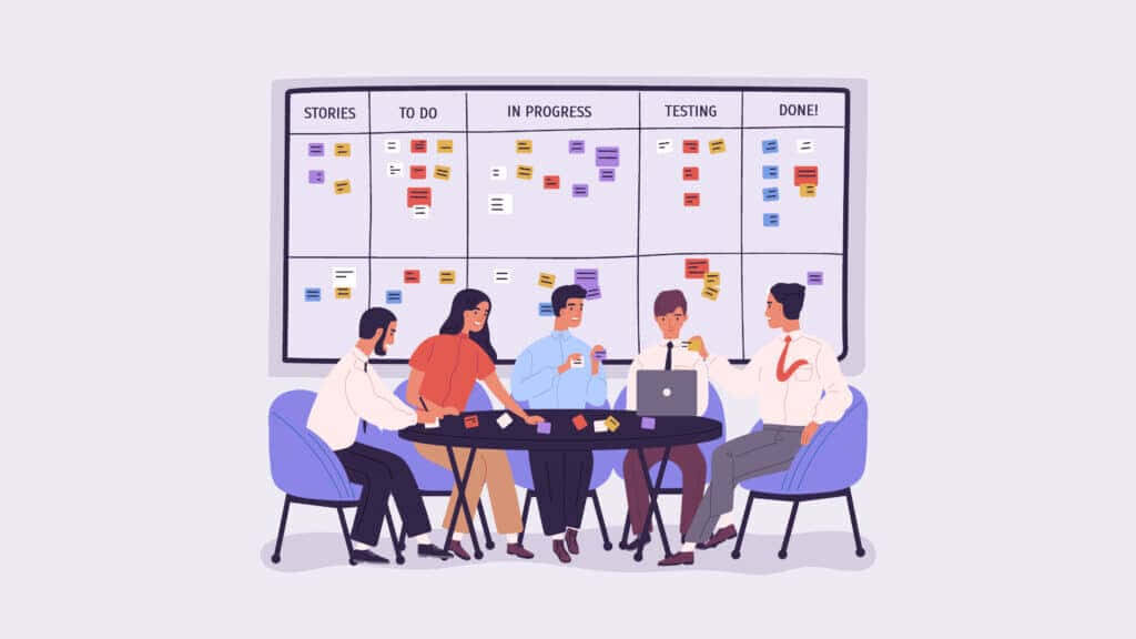 Agile Team Retro Meeting Wallpaper: Collaboration & Productivity