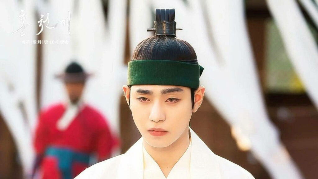 Ahn Hyo-seop in historical costume showing fearless determination traditional Korean background Wallpaper