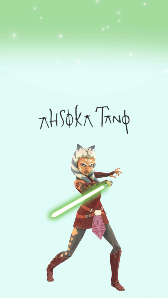 The Jedi Padawan Ahsoka Tano, Taming the Force with Her Viridian Lightsaber – A Captivating Ahsoka Tano Star Wars Tribute Wallpaper