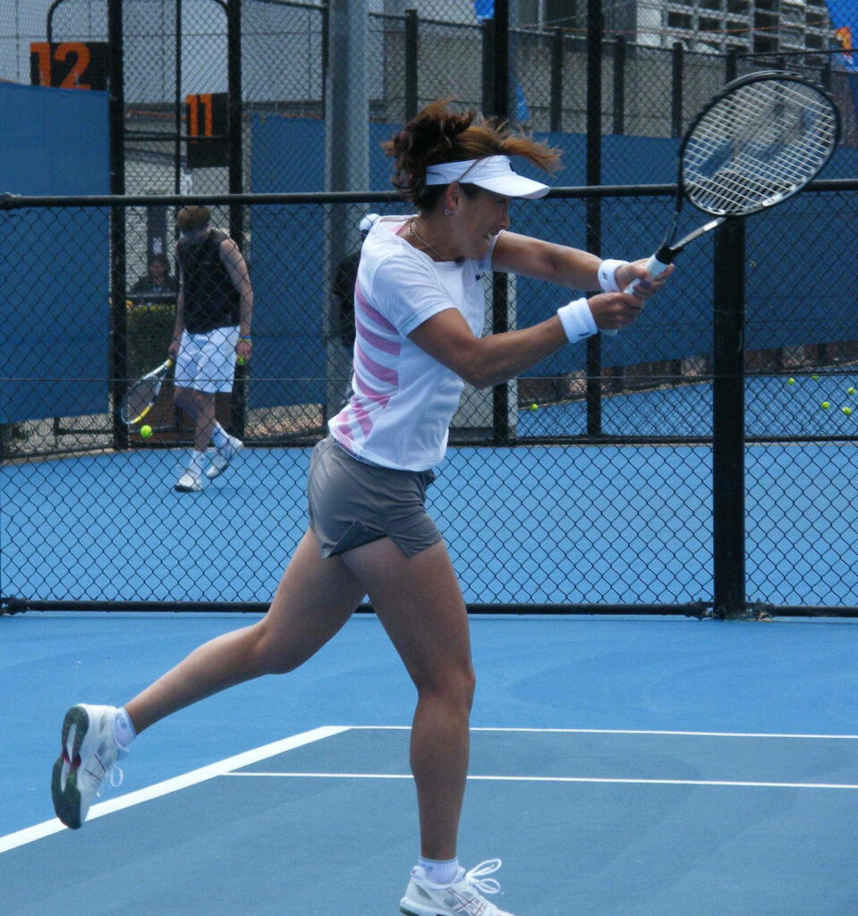 AI Sugiyama Tennis Practice: Focused Athleticism Wallpaper Background
